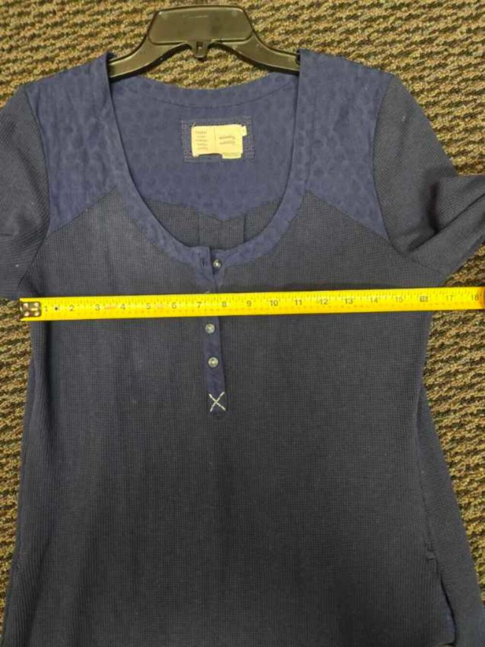 Anthropologie Sleepy Sunday Blue Waffle Knit Henley Chemise Dress Size M - Picture 6 of 11